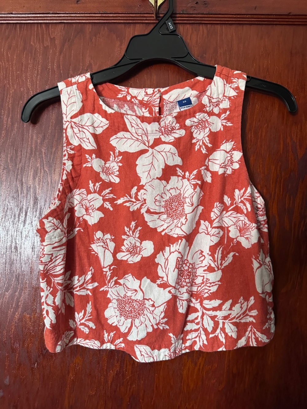 Old Navy Women's Orange Floral Sleeveless Crop Top